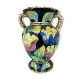 Vintage ceramic vase 1960 Vallauris flowers
