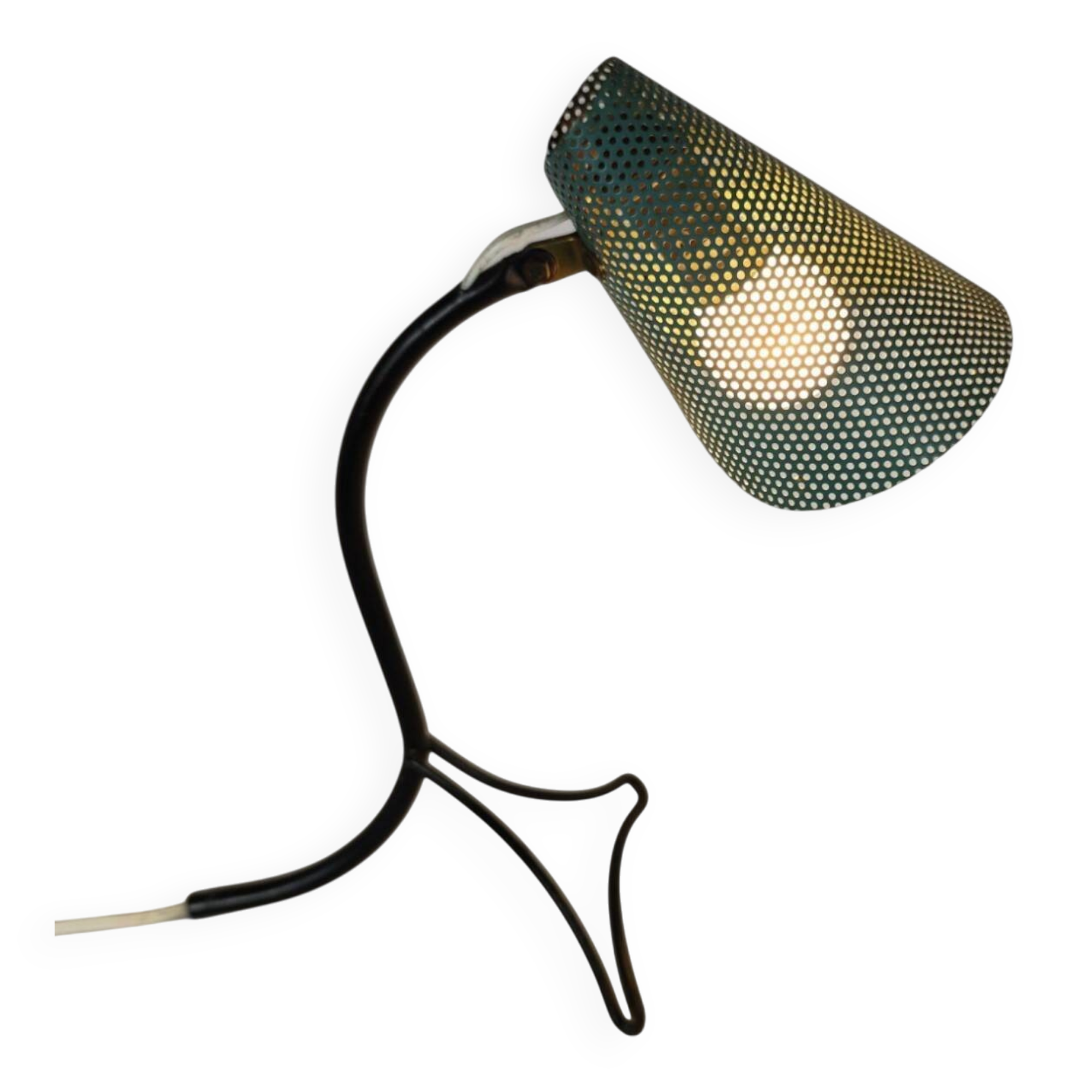 Lampe "Cocotte" en Rigitule Vert dans le style de Mathieu Matégot, 1950s.