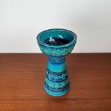 Rimini Blue Candle Holder in Mid-Century Ceramic by Aldo Londi for Bitossi, Italy, 1960s