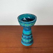 Rimini Blue Candle Holder in Mid-Century Ceramic by Aldo Londi for Bitossi, Italy, 1960s