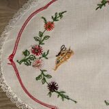 old oval placemat embroidered hand