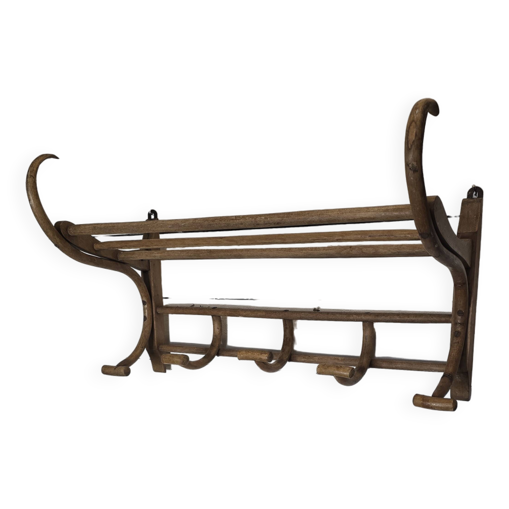 Old curved wooden coat rack