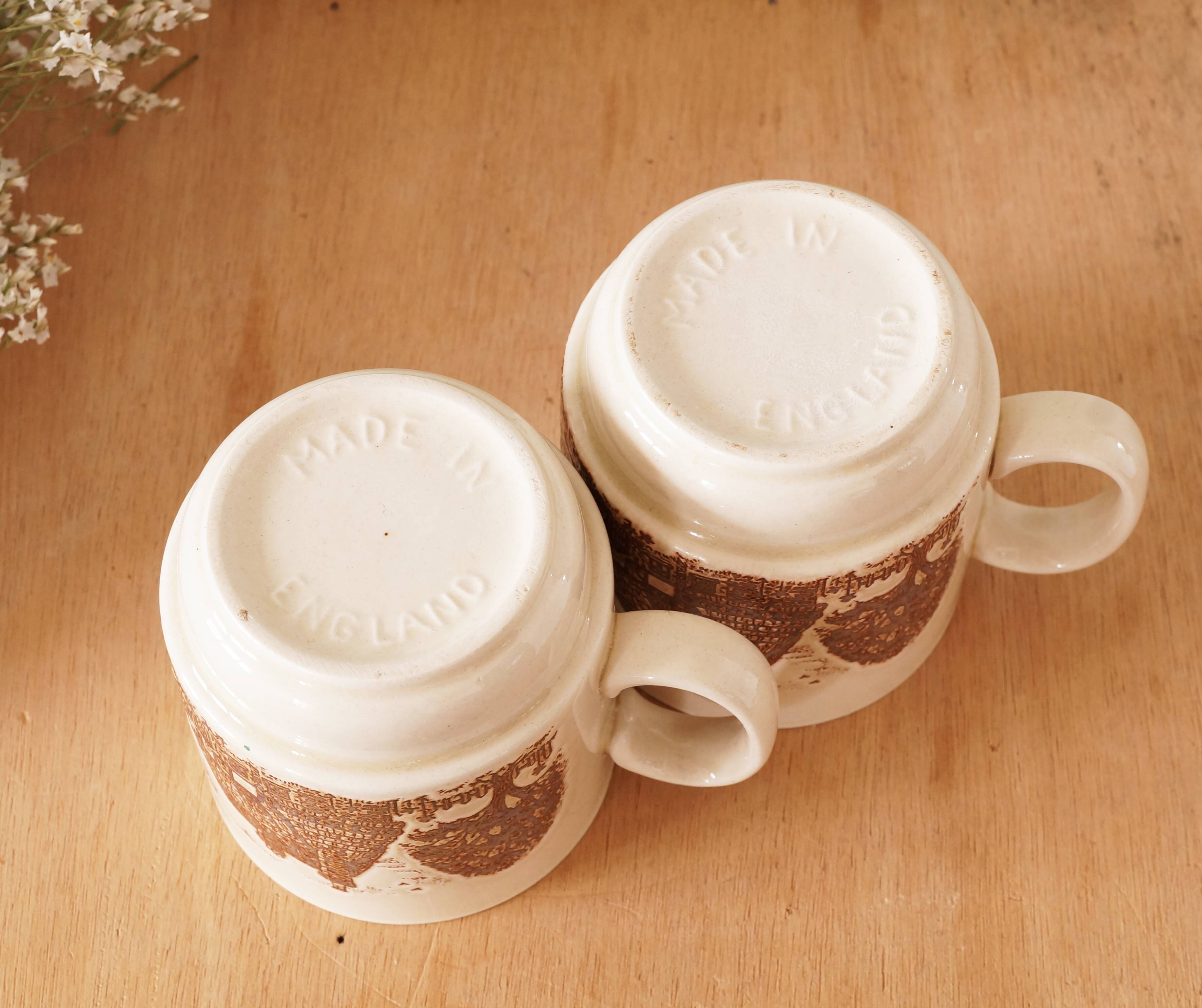 Pair of stoneware cups Made in England