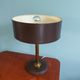 Brown leather desk lamp and brass foot, 70s