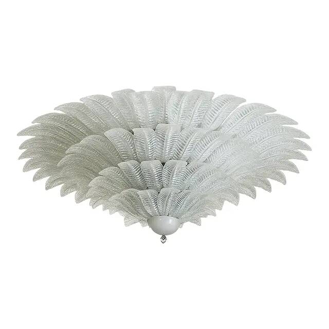 Monumental Venetian Leaves Flush Mount in Murano Style Glass by Simoeng
