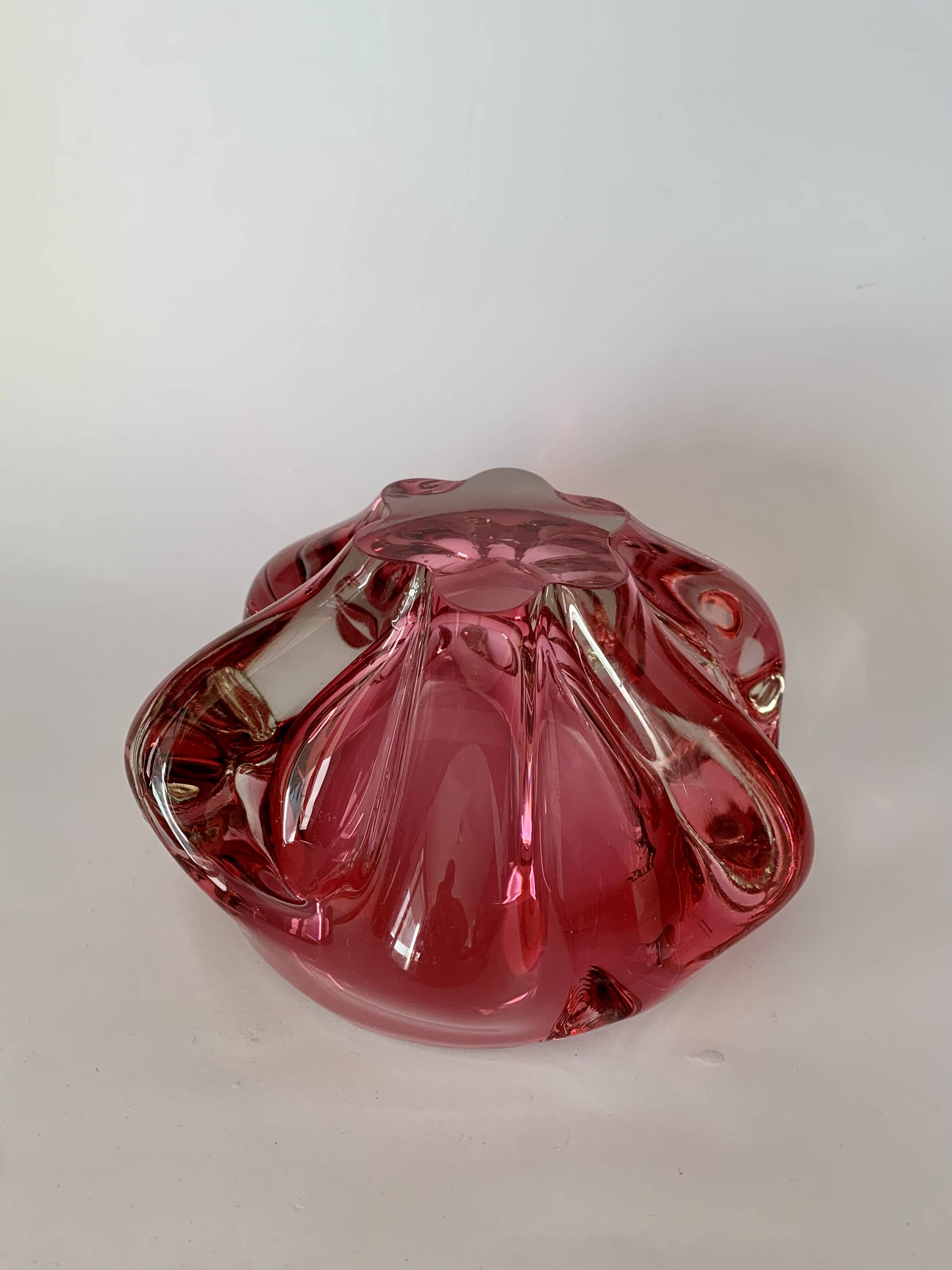 Pink Bowl by Jozef Hospodka for Chribska Sklarna, 1960s