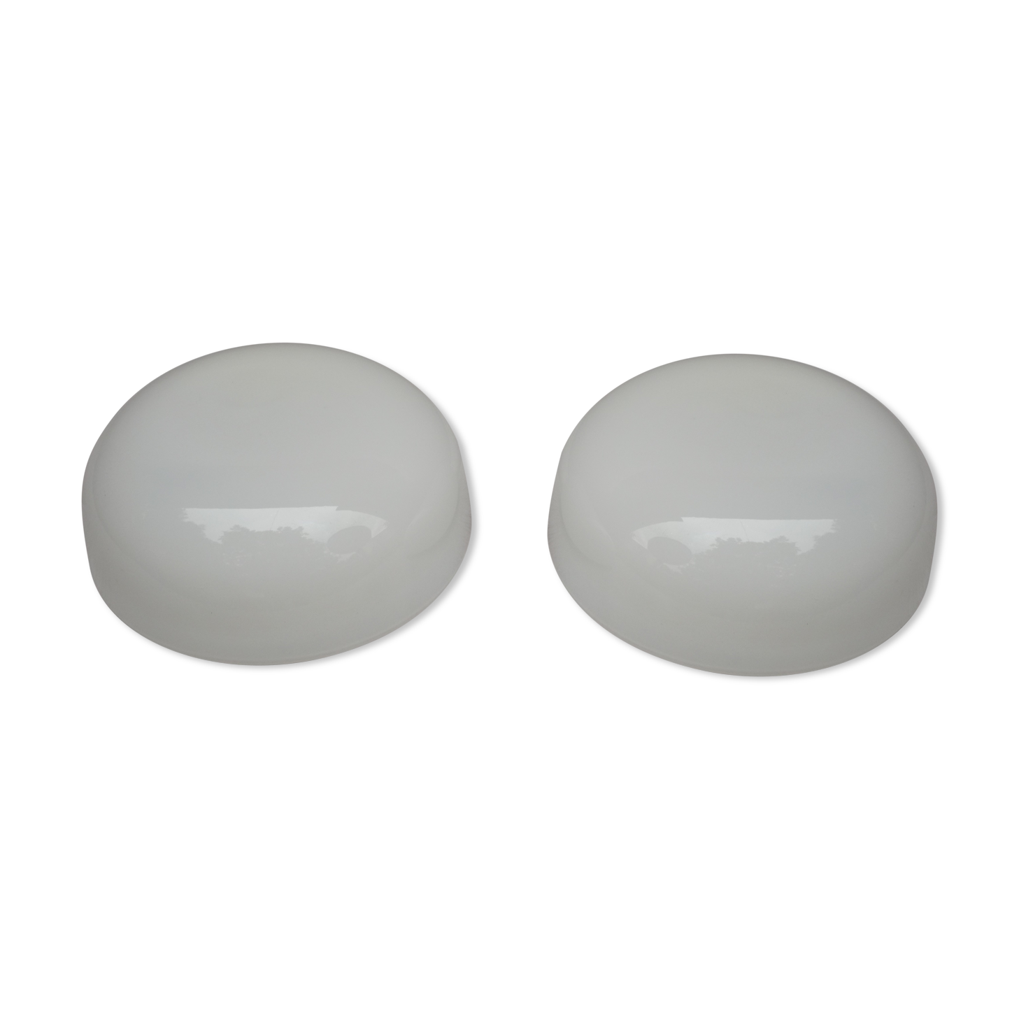 Set of two ceiling lights in white opaline, 60-70s