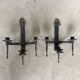 Wrought iron candle holders 1900 brutalist sconces