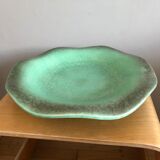 Large dish of the 1950s with wavy edge color green celadon