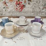 Set of 5 iridescent harlequin espresso coffee cups
