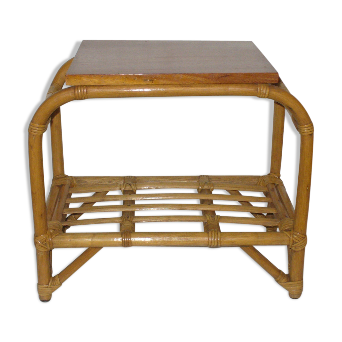 Rattan bedside table from the 1950s