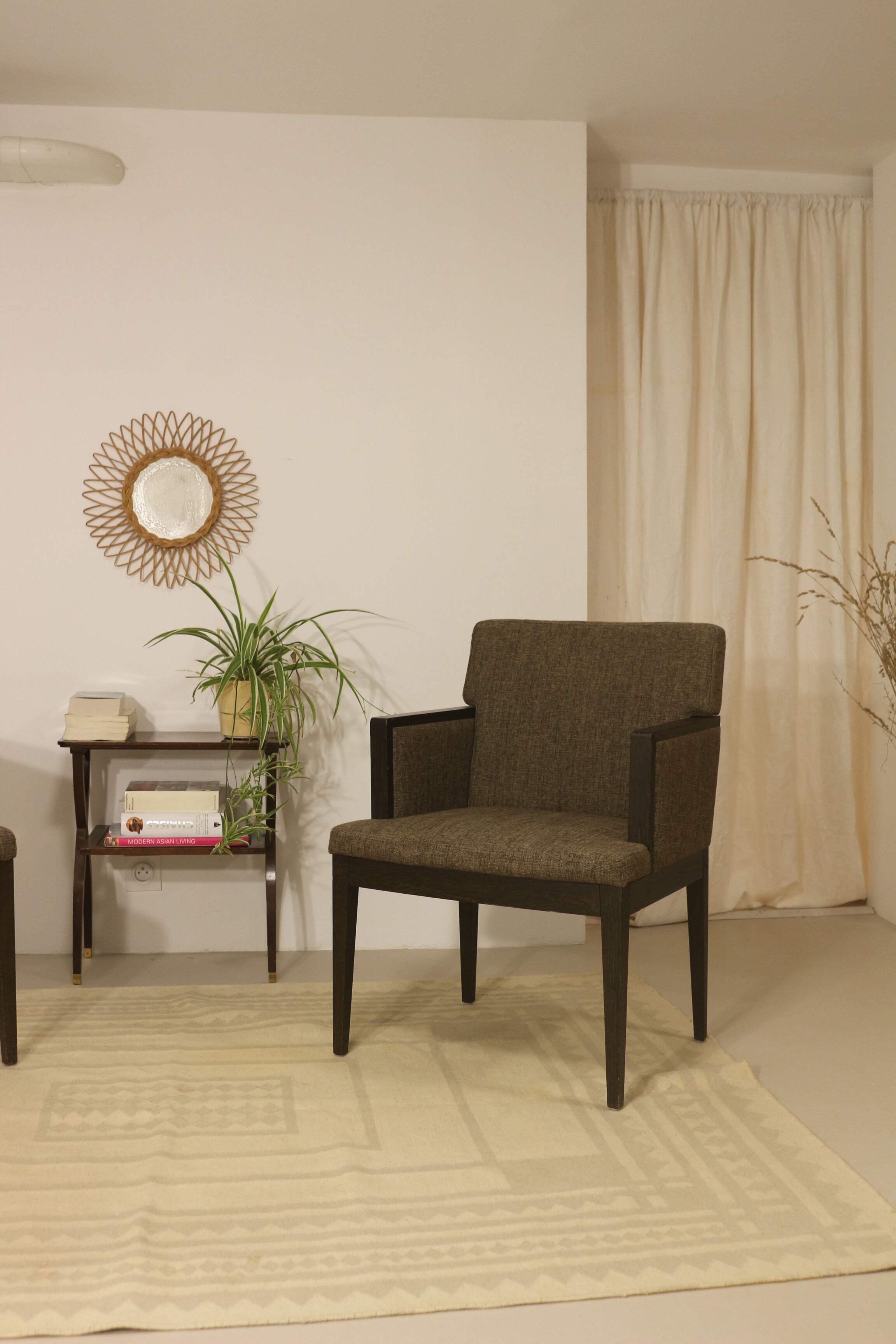 Pair of armchairs cube year 1960 fabric chiné brown color