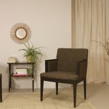 Pair of armchairs cube year 1960 fabric chiné brown color