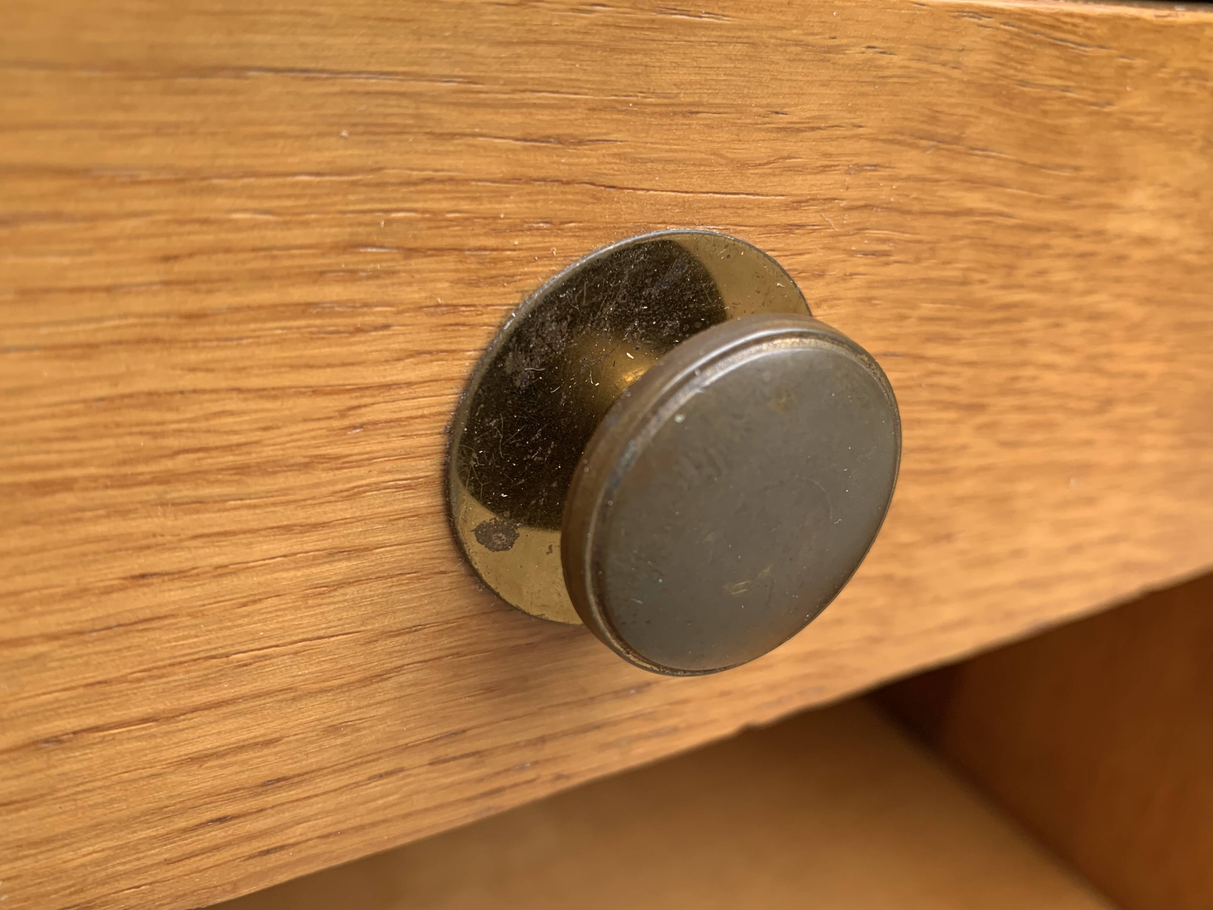 Solid oak compass feet bedside table 1950