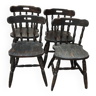 Série de 4 chaises bistro western bois massif patine noire