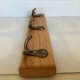 Wood metal coat rack three double hooks