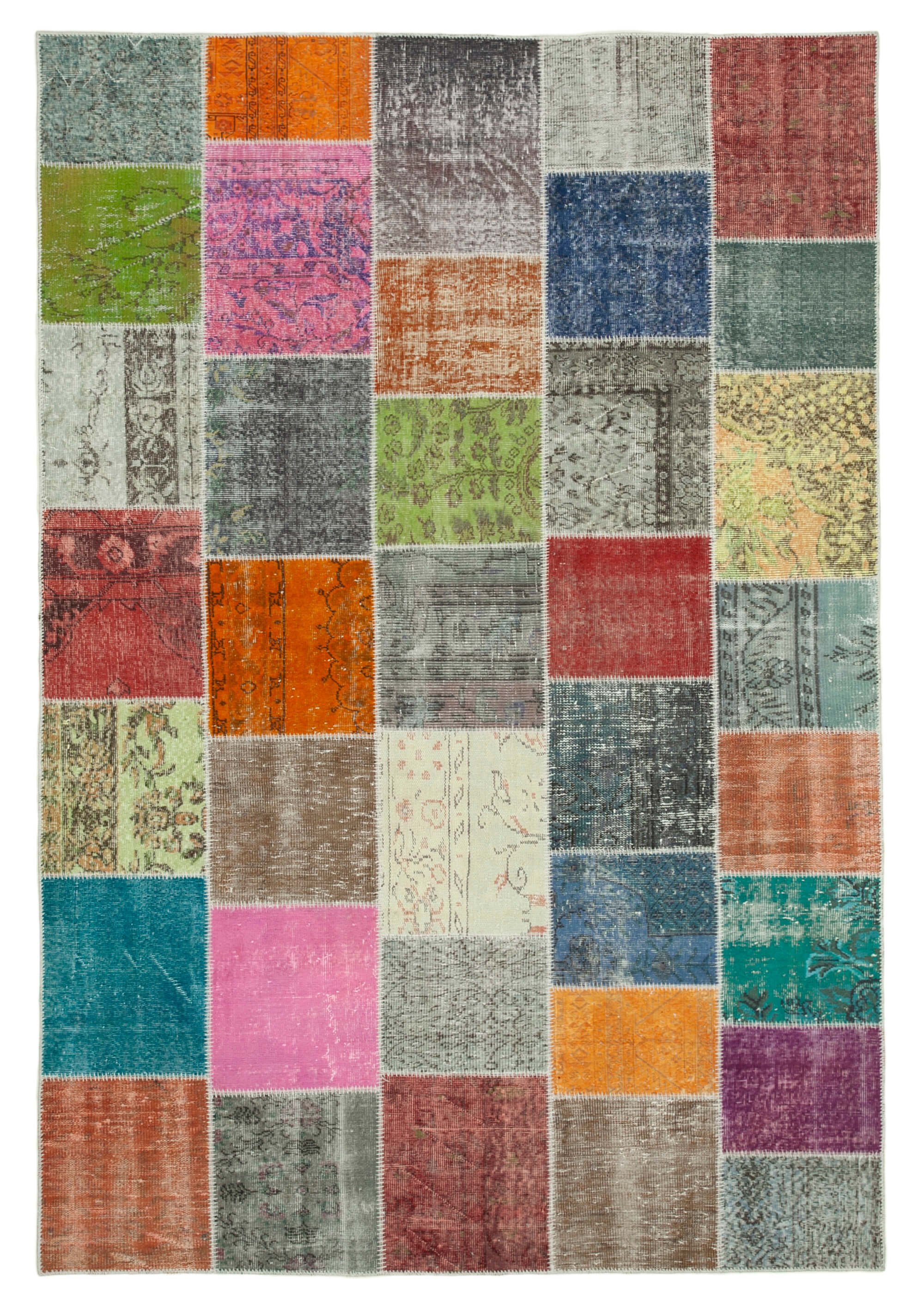 Handmade Oriental Contemporary 205 cm x 300 cm Multicolor Patchwork Carpet