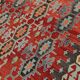 Tapis Kilim Vintage Rouge Motifs Géométriques Ethniques, 195x355 Cm