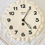 Round cream ceramic wall clock Bayard 8 days vintage