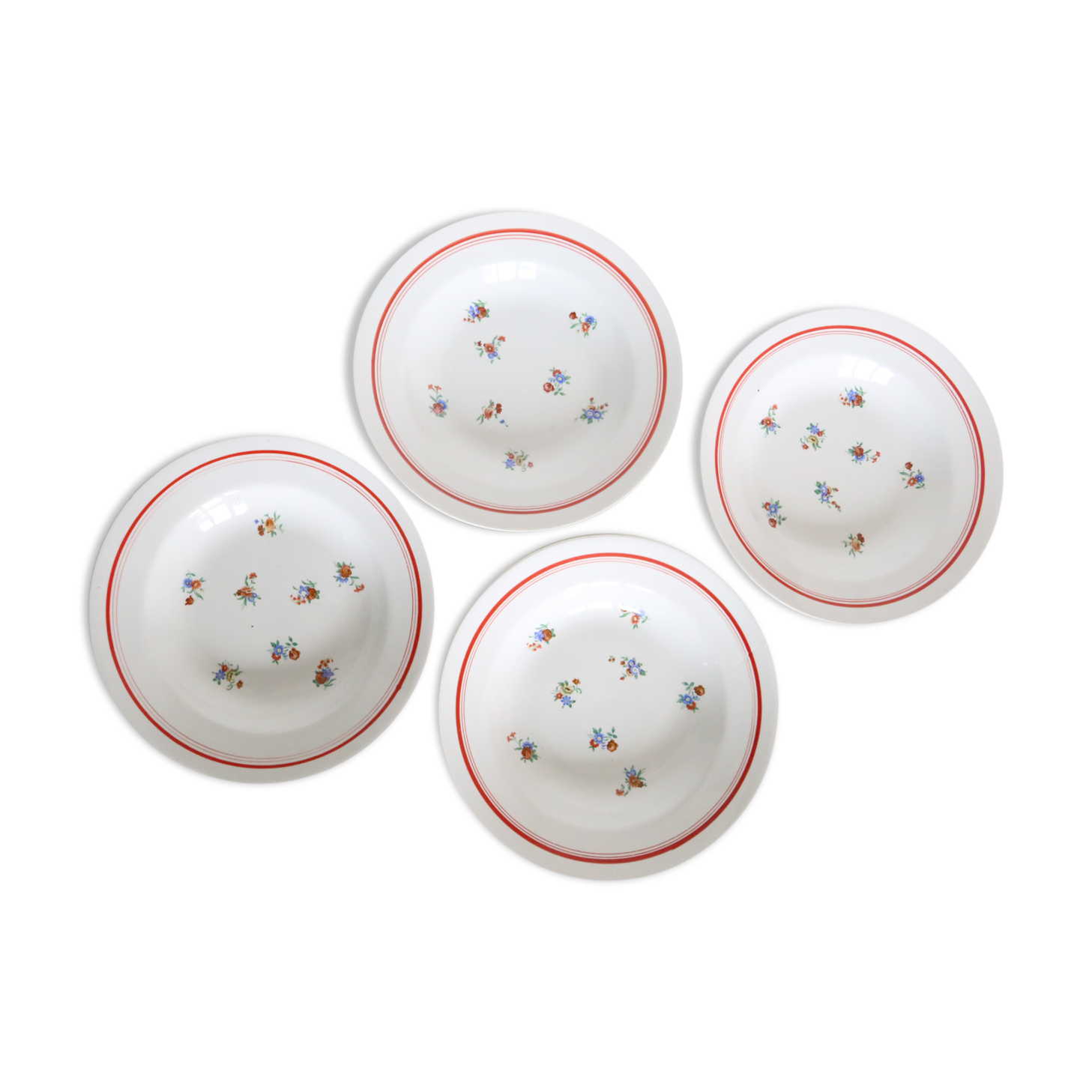 Assiettes creuses Ceranord, Semi Porcelaine Française de la fin des années 50