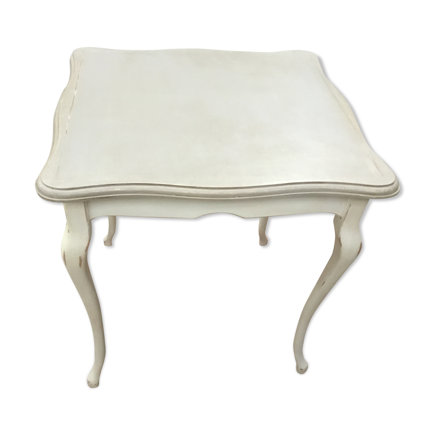 Square wooden painted and patinated table