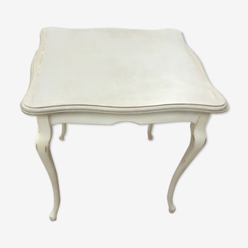Table en bois carrée peinte et patinée