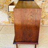 Large vintage chest of drawers with four drawers and one door in oak, circa 1960s