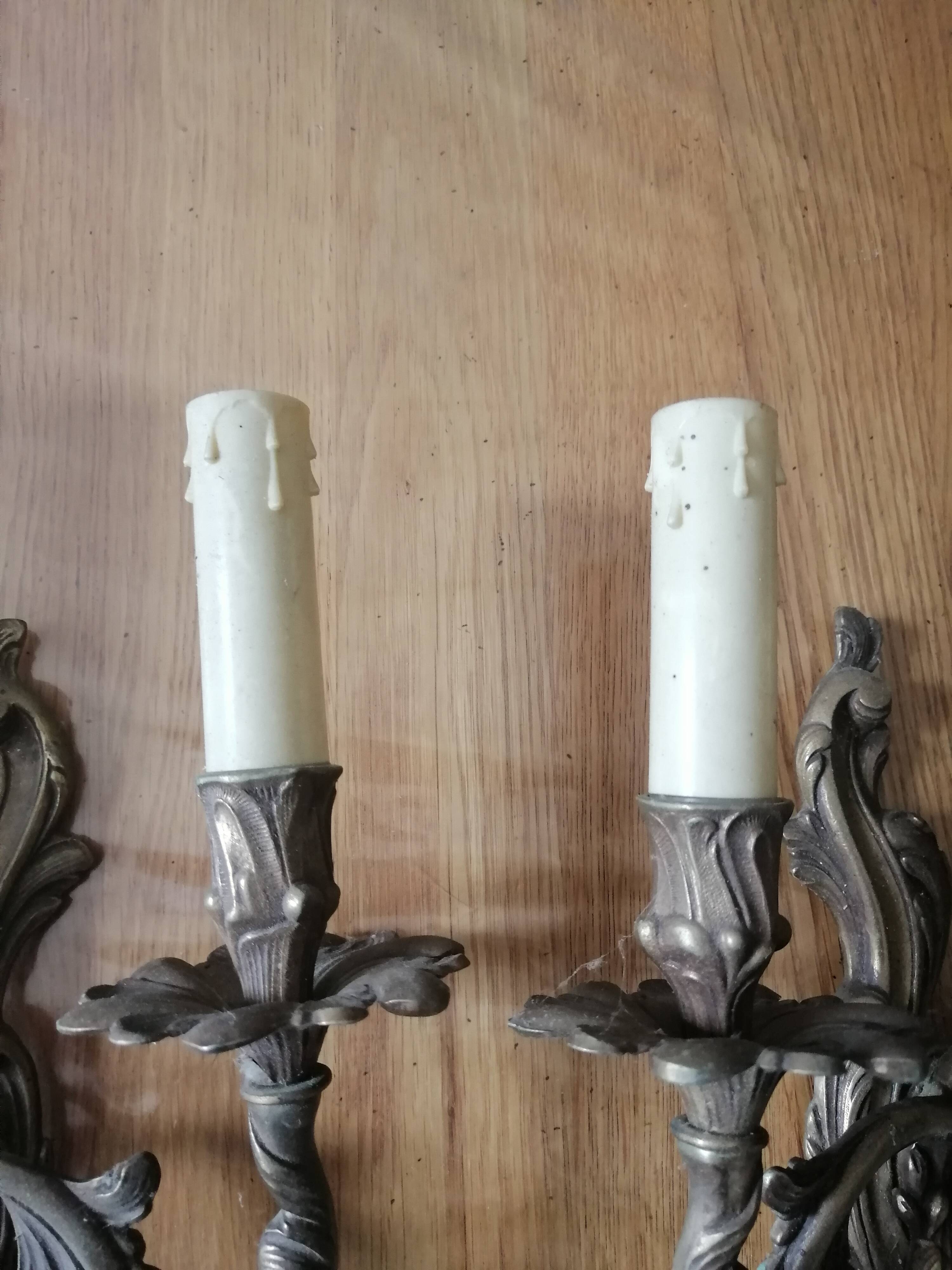 Pair of louis xv rocaille style bronze wall lights