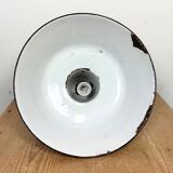 Industrial Black Enamel Factory Lamp with Cast Iron Top, 1950s