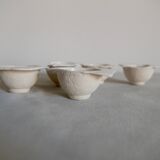 Six white stoneware sake glasses Denise Bresciani ceramics