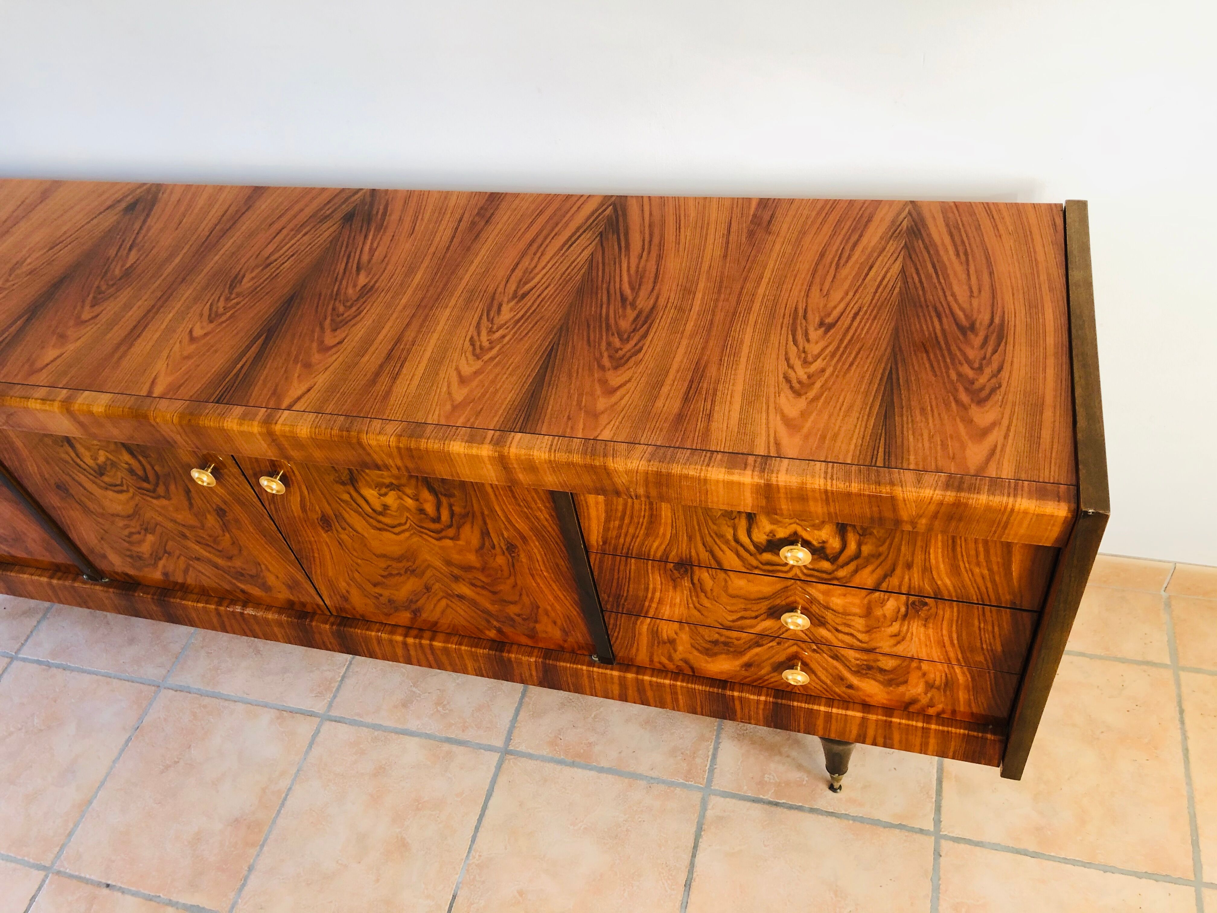 Art deco style in walnut bramble sideboard 1950