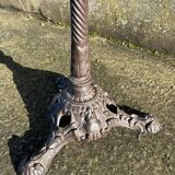 Round bistro table, cast iron base, vintage, 1940s