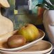 Three ceramic raviers decorated with vintage brushstrokes