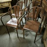 Set of 5 steel garden armchairs circa 1940/50