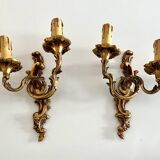 Lot of 2 Double Bronze Wall Lights