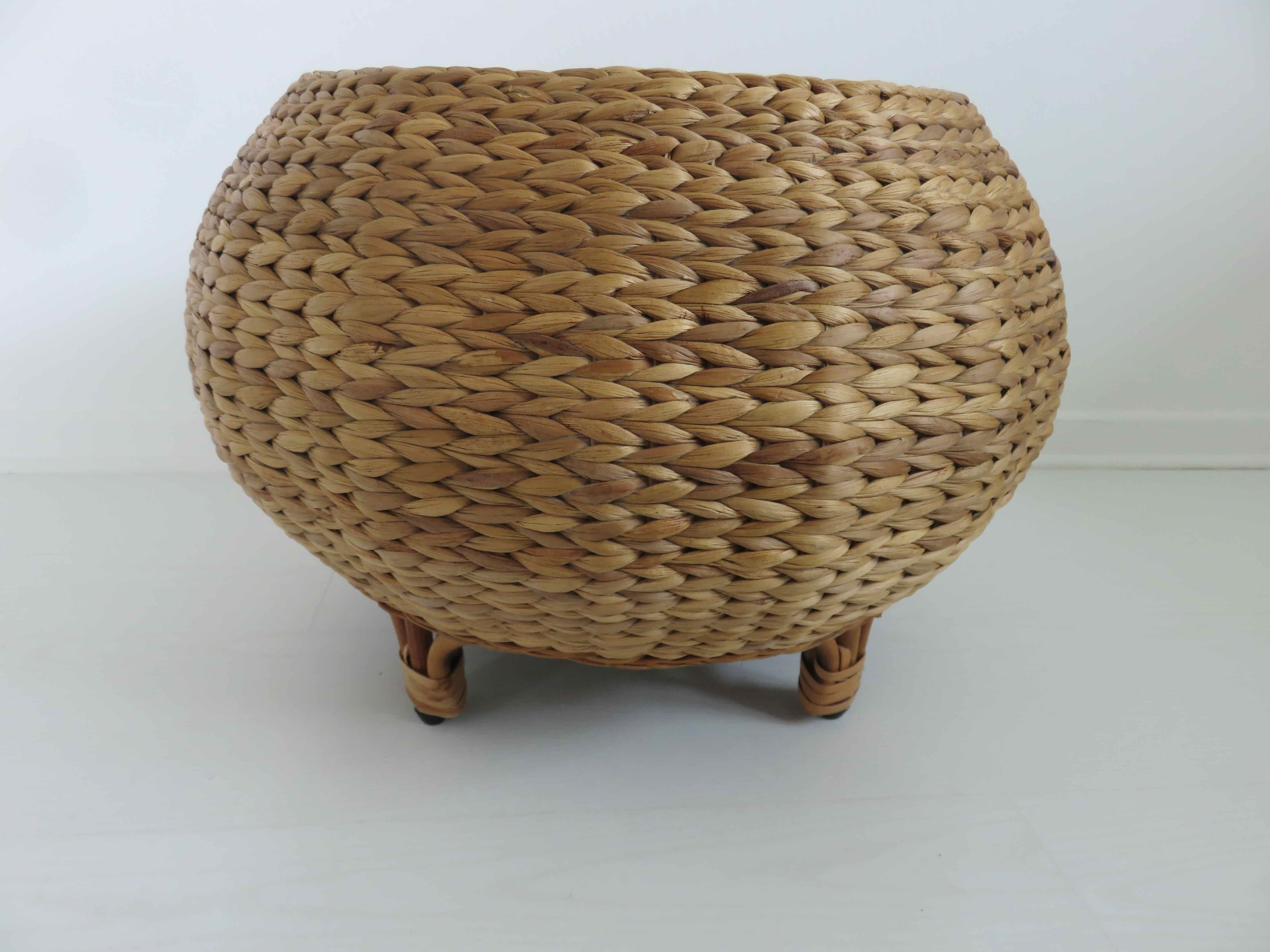 Tabouret en jonc et bambou 1970 1980