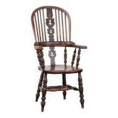 Chaise Windsor à dossier haut anglaise antique du XVIIIe siècle