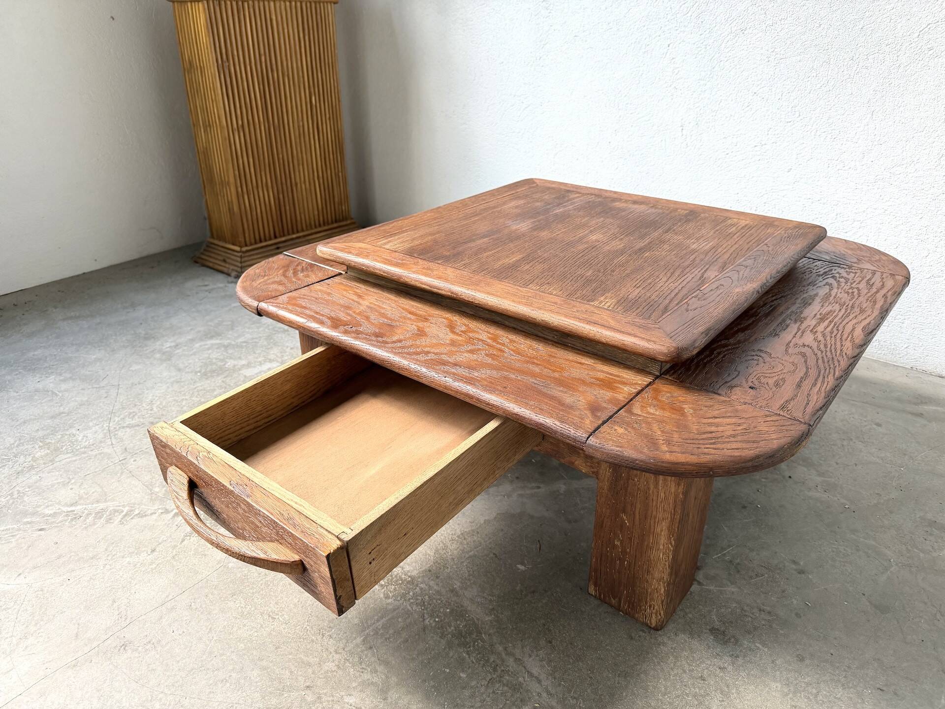 Oak coffee table with a double top