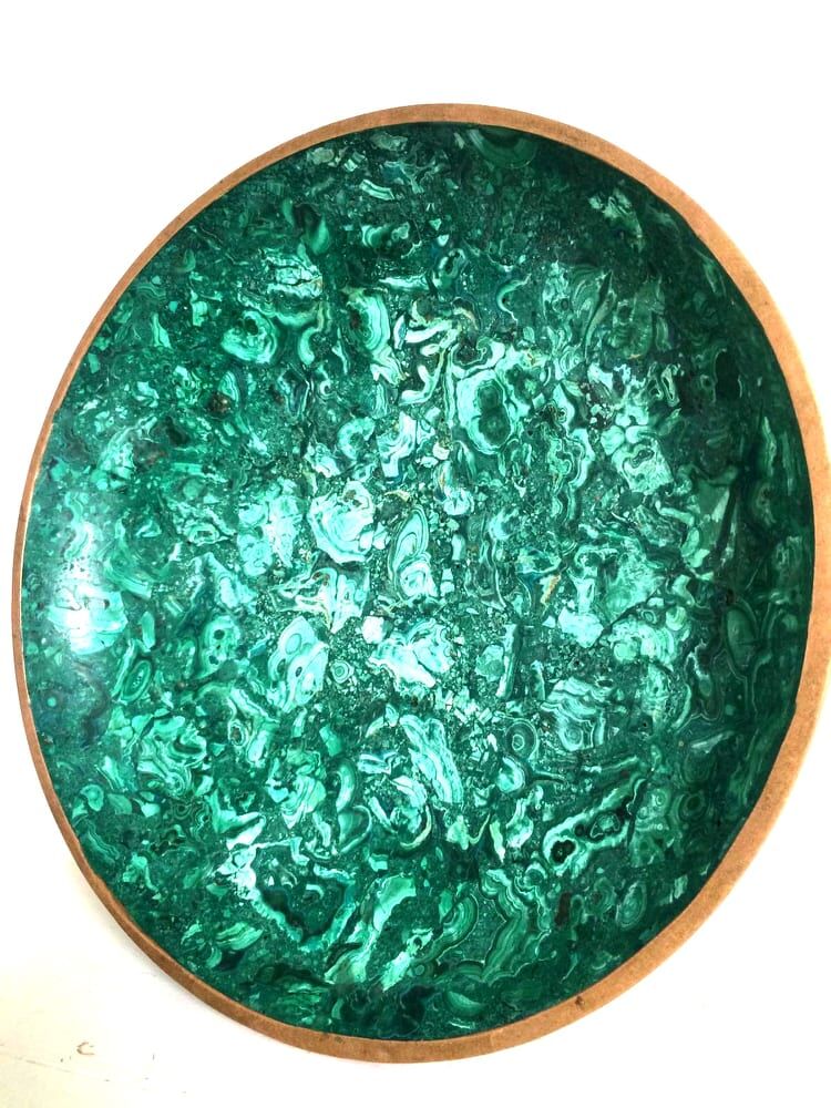 Malachite cut and brass, circa 1970