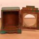 Old art deco wall display case in original green teak