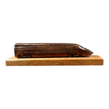Bronze TGV on a wooden base, scale model of the TGV Sud-Est from the 1980s