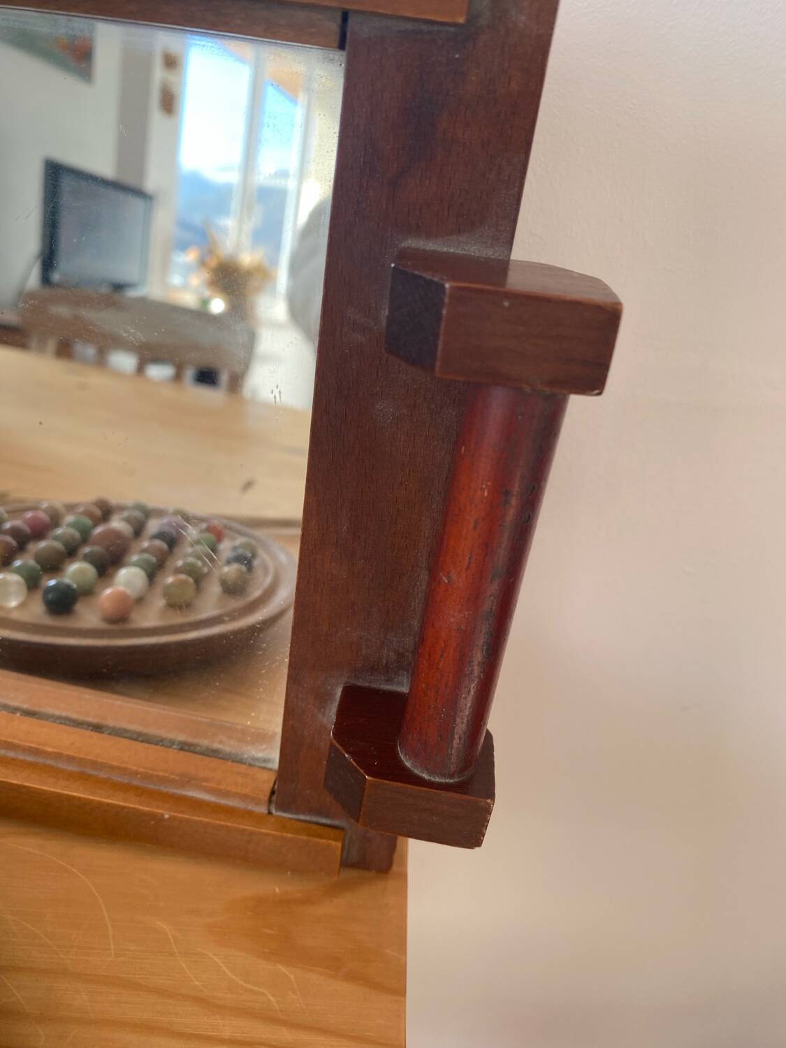 Art Deco wooden and mirror plateau