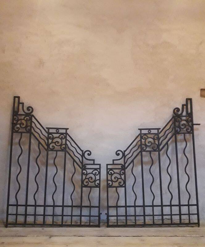 Old wrought iron gate and door grilles 20th century Art Deco