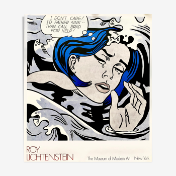 Affiche sérigraphiée, Roy Lichtenstein, Drowning Girl, originale du MOMA de New York, 1989