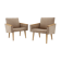 Pair of minimalist mid-century armchairs, czechoslovakia