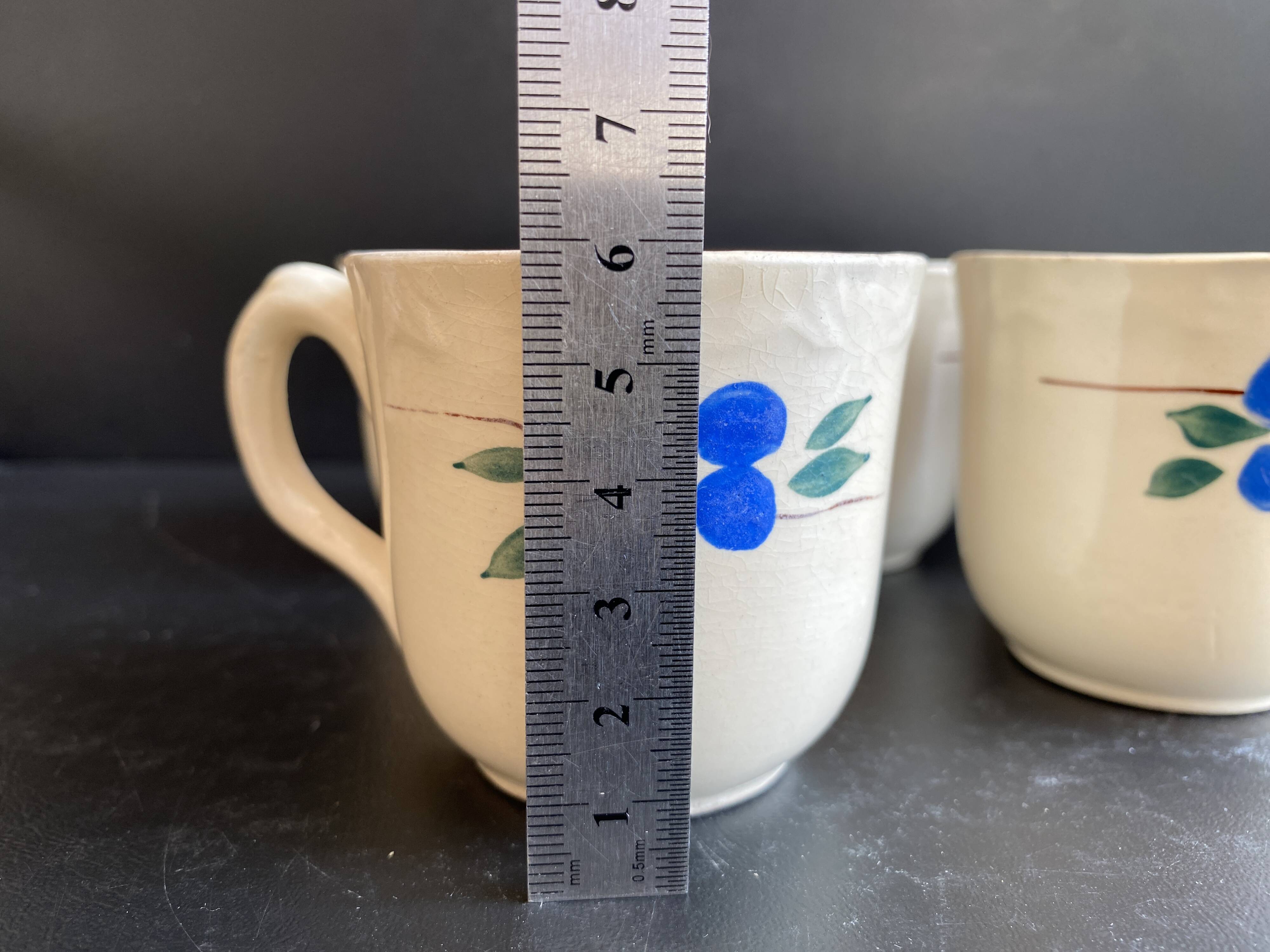 Set of 5 Vintage "Honorine" Mugs - Moulin des Loups (Orchies)