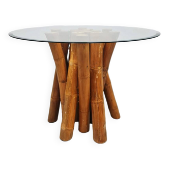 Vintage fifties bamboo dining table 1950