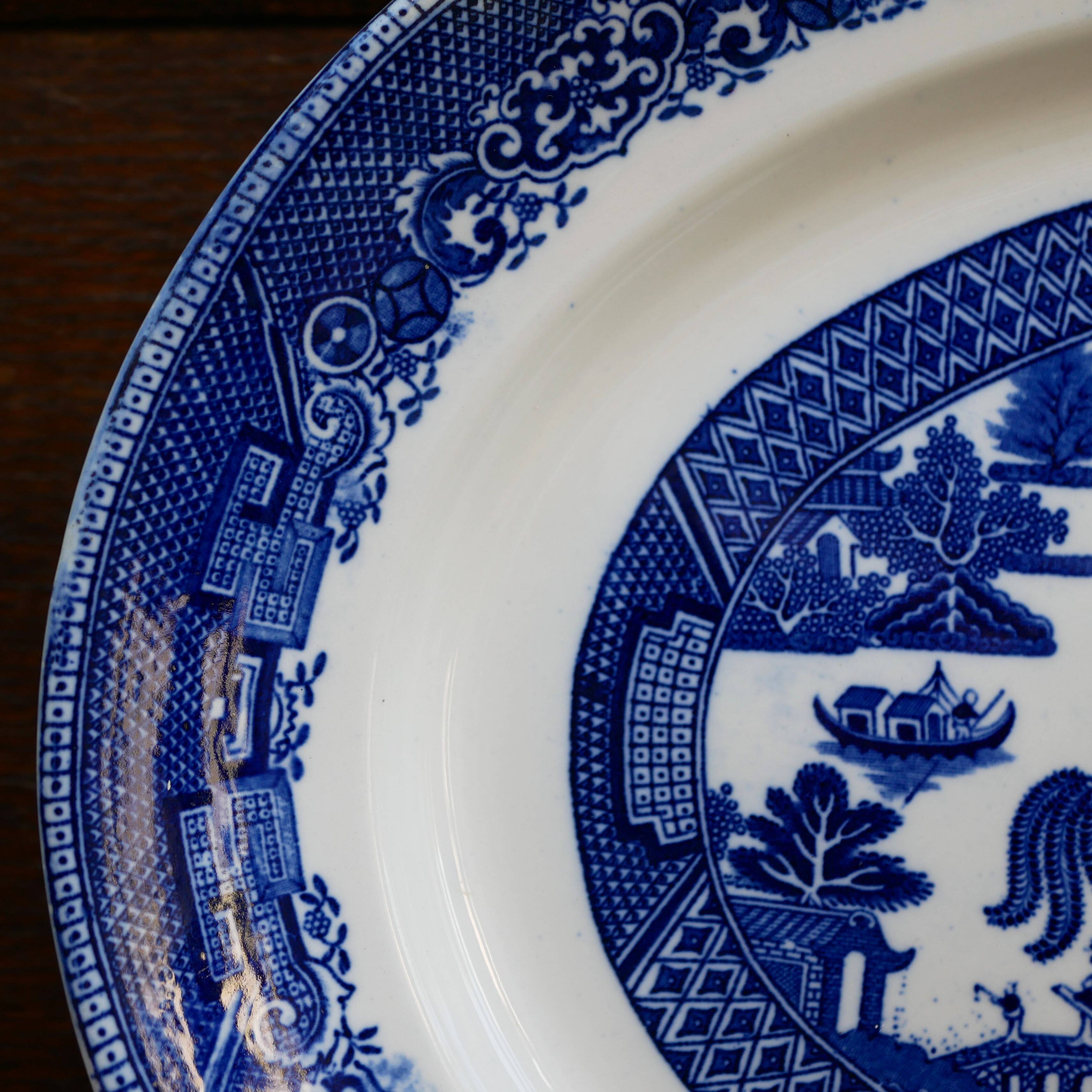 Antique Blue Willow patterned plate: Fenton James Kent, China, circa 1910