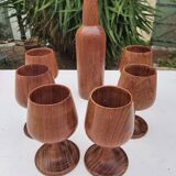 Scandinavian bottle and teak glass service