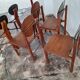 Set of 6 mid century Brutalist teak and steel dining chairs, 1960s
